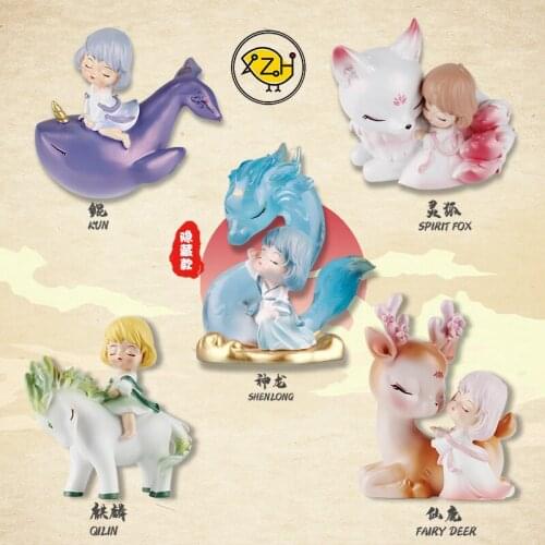 Ancient Legends Serise Blind Box Action Figure Girl Animal Hand-made Resin Craft Decoration Student Qixi Festival Gift Model Toy