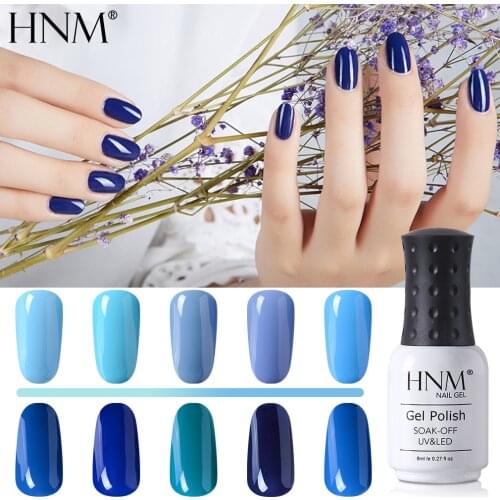 HNM Blue Color Series Pure Nail Gel Soak Off UV Gel Nail Polish Hybrid Varnish Lucky Lacquer Soak off Nail Art Design Manicure