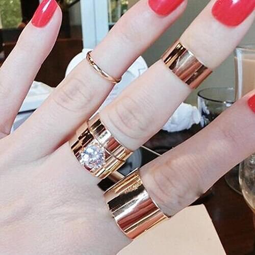 4x Womens Mens Punk Stack Plain Above Knuckle Ring Midi Finger Band Rings Set
