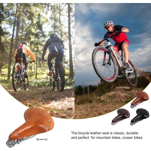 Bicycle Leather Saddle Seat Retro Bicycle Seat Multi-color Sturdy Durable Cycling Cushion Bicycle Accessories Riding Equipment