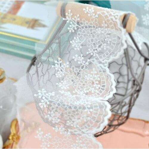 3 Meters 9.4cm Width White Milk Silk Embroidery Lace Trim Wholesale Price Lace Fabric for DIY Craft Sewing