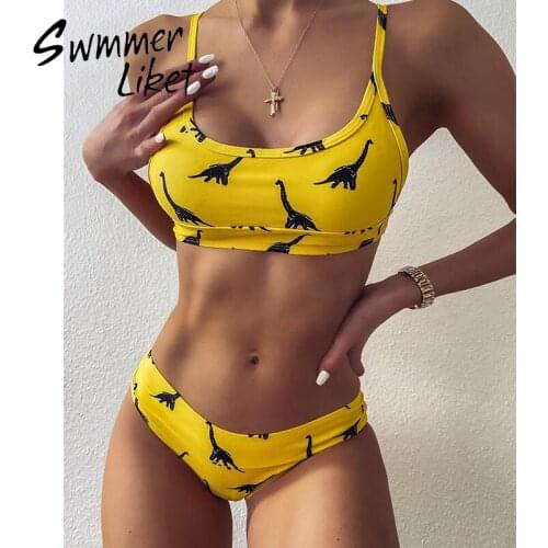 Animal print swimwear female Bandeau swimsuit Sports bikini 2020 Low waist bathing suit women bathers 2 piece suit swim suit new