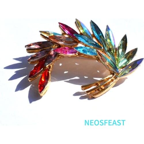 Fashion Jewelry Rhinestone Wheat Spike Elegant Brooch For Women Multi Color Crystal Pin Breast Pin Ladies Wedding Dress Ornament