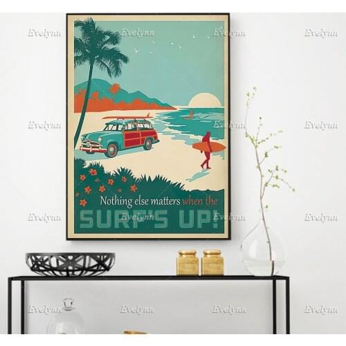 Nothing Else Matters When The Surfs Up Vintage Poster, Love Surfing Poster, Home Decor Canvas Wall Art Prints Unique Gift