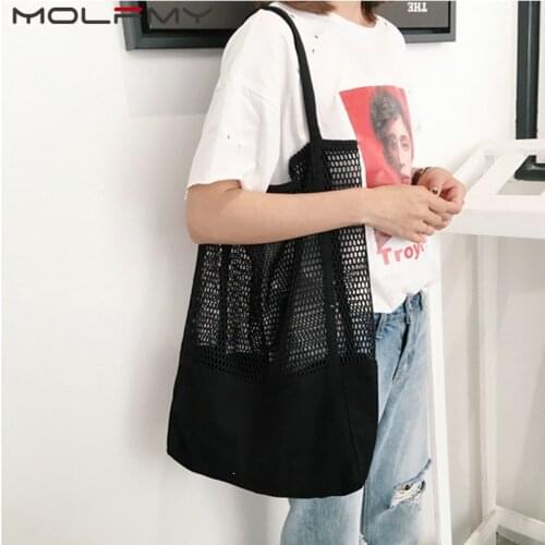 New Women Travel Wash Mesh Handbag Summer Toiletry Beach Bag Tote Bag Organizer Pouch Makeup Transparent Bag