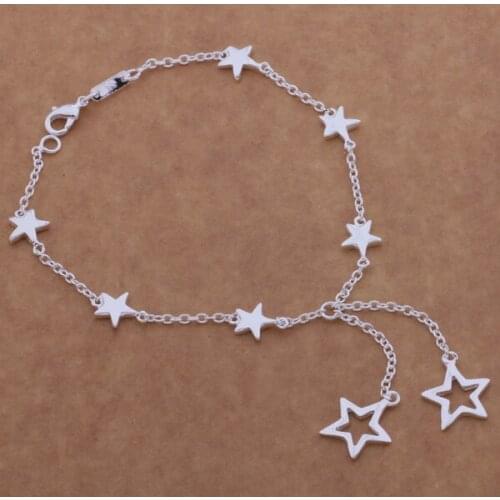 AH152 wholesale Silver color bracelet fashion jewelry All small five-pointed star /bjwakbda axnajoua