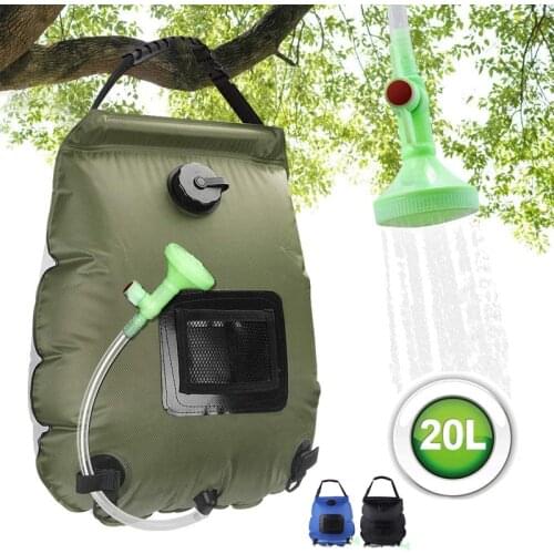 Hot Portable Outdoor Solar Shower Bag Removable Water Bag with Shower Head For Camping Hiking Climbing