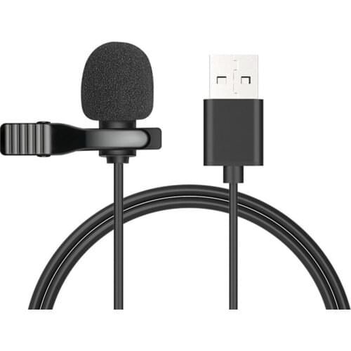 Portable USB Mini Microphone 1.5m Lapel Lavalier Mic Clip-on External Buttonhole Microphones for Laptop computer Recording Chat