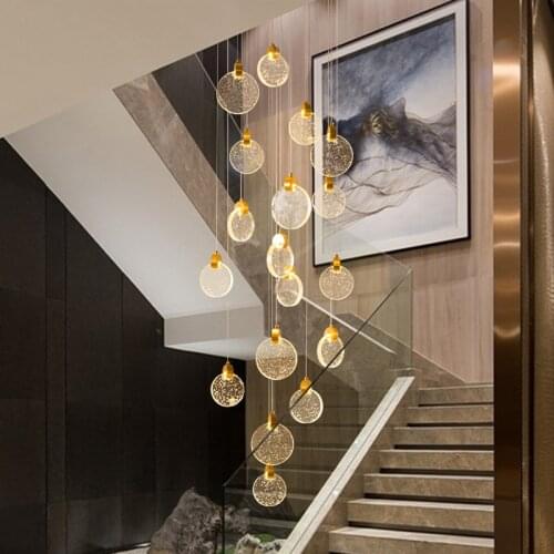 Postmodern light luxury villa atmosphere restaurant personality revolving duplex building stairs long crystal chandelier