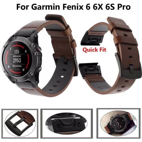 26 22 20MM Quick Release Watch band Strap for Garmin Fenix 6X 6 6S Pro Quick Fit leather Wrist Band Strap For Fenix 5 5X 5S Plus