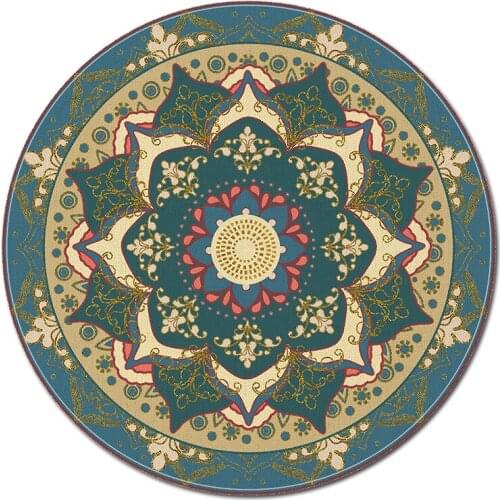 Retro Round Chair Foot Mat Round Rug Printing Bath Mat Anti-slip Carpet Rug for Living Room Floor Mat Soft Kitchen Area Rug