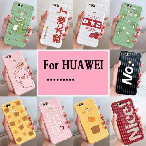 Luxury Luggage For huawei honor 7X 7C 9 10 20 20PRO case Cute TPU cartoon Silicone Back Cover For huawei honor 8 pro 7C caque