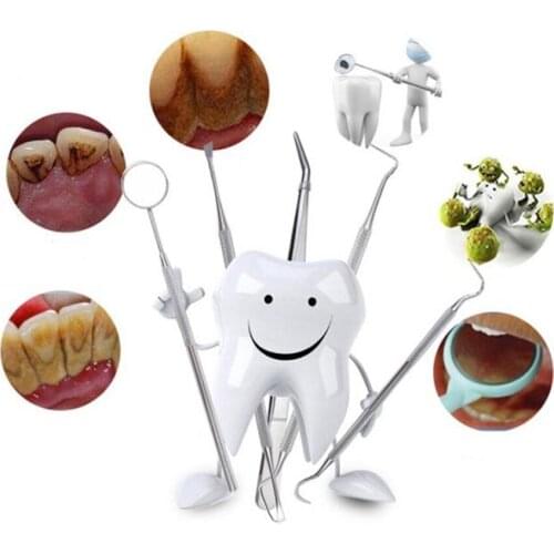 Handle Dental Tools Stainless Steel Hygiene Explorer Probe Hook Pick Scaler Mirror Tweezer Teeth Clean Kit With Case