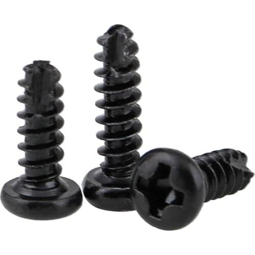 200pcs Cross Pan Head Cutting Tail Self Tapping Smail Screw PT Phillips Round Head Self Drilling Screw M2M2.3M2.6M3 Black