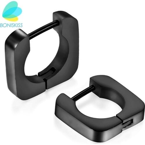 Boniskiss Basic Square Men Stainless Steel Hoop Earrings For Women & Men Deluxe Boucles D'oreilles Party Jewels Brinco Feminino