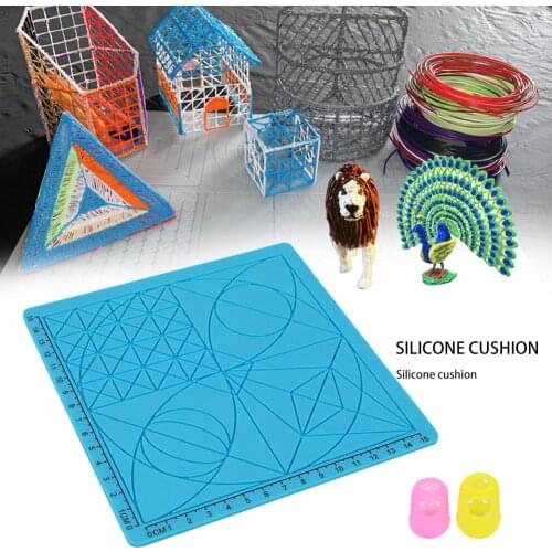 3D Printing Pen Pad Silicone Geometric Mat DIY Design Mat Drawing Board With Anti-scald Silicone Finger Caps Pen Drawing Tools