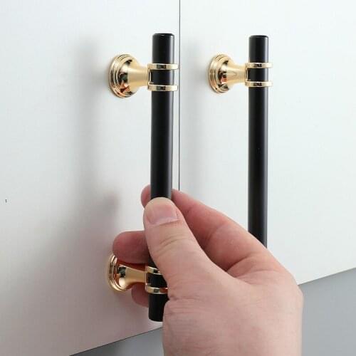 Nordic Wardrobe Handle Modern Minimalist Cabinet Drawer Gold Black Handle Cabinet Door Furniture Handle Furniture Fittings