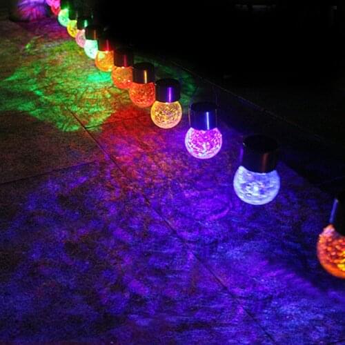 Solar Led Light Outdoor Hanging Lamp Crack Light Mosaic Crackle Globes Garden Lights Courtyard Landscape Waterproof Glass Ball