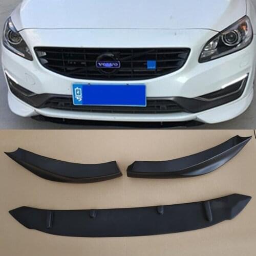 For 3PCS Volvo S60 Car Front Bumper Splitter Lips ABS Material Diffuser Accessories T5 D5 D4 Front Spoiler Body Kit 2014-2017