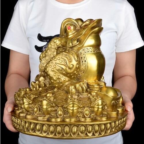 TOP GOOD office home protective- Talisman House Protection Money Drawing JIN CHAN treasure FENG SHUI Brass statue 32 CM LARGE