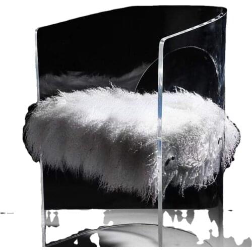 Living room comfortable furniture acrylic cuddle sofa chair with white cushion