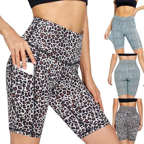 Fashion Women Cycling Shorts Biker Slim Sports Sexy Skinny Leopard Print Shorts Stretch Skinny High Waist Running Fitness Shorts