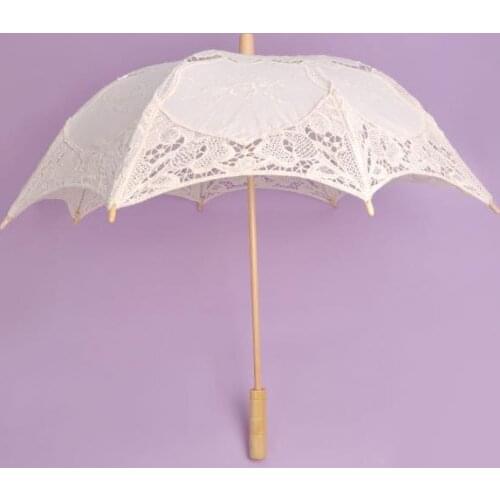 Vintage Lace Parasol Wedding party Decoration White Ivory Craft Umbrellas Sunshade 8 ribs festive supplies wholesale
