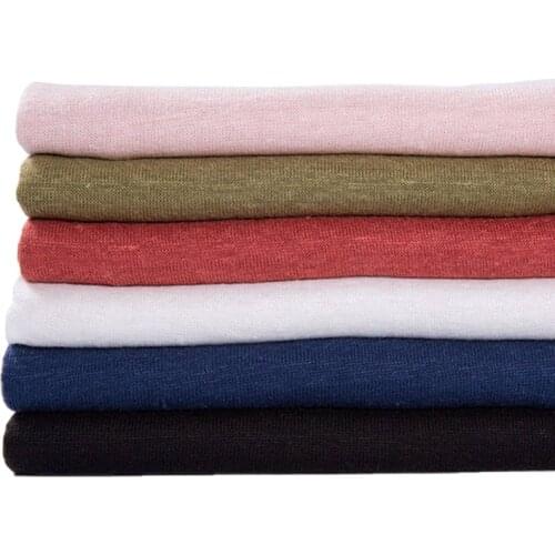 High Quality 100% Hemp Fabric Knit Sewing Material For Summer Thin T Shirt Can See Though 50*150cm KK302951