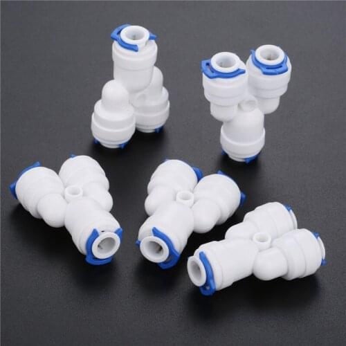 5Pcs 6.35mm Reverse Osmosis System Y Fitting Quick Coupling Equal 3 Way 1/4" OD RO Water Hose Tube Plastic Coupling Connector