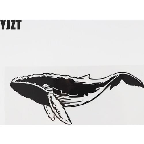 YJZT 16.6CM×6.5CM Marine Organism Whale Car Stickers Vinyl Decal Black/Silver 13D-1201