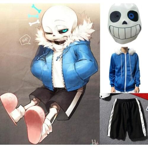 Sans Undertale Cosplay Hoodies Shorts FRESH SKELETON Jacket sans Velvet hooded zipper Sweater Shorts Halloween Costume Full set