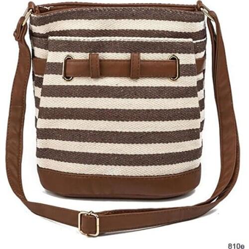 Women Shoulder Handbags Stripe Canvas Shopping Tote Shoulder Carrying Bag Eco Reusable Bag Zippered Small Bag