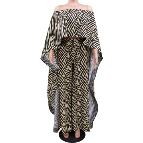 2 Piece Womens Sets Africa Women Winter Handmade Striped Letters Pattern Long Sleeve Pullover Tops Trousers 2pcs Clothing Sets