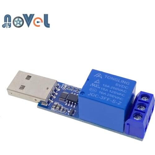 USB Serial Port 1 Channel Relay Module 5V 10A CH340 Overcurrent Protection Computer Command Control Switch Smart Home