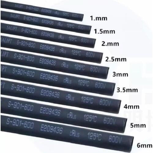 1 Meter 2:1 Black 2 3 4 5 6 8 10 12 14 mm Diameter Heat Shrink Heatshrink Tubing Tube Sleeving Wrap Wire Sell Connector Repair