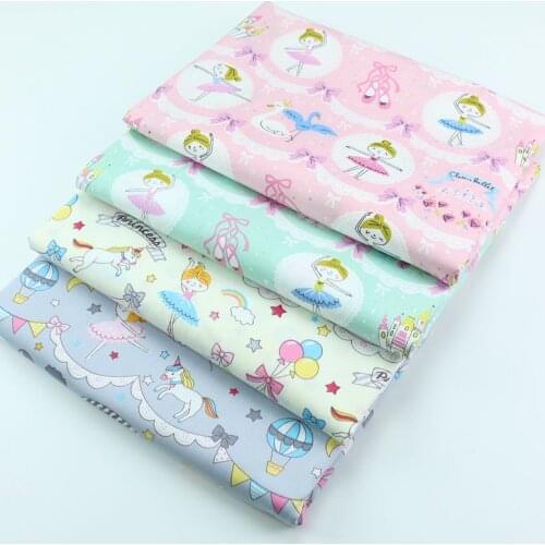 100% Cotton Twill Fabric Dancing Girl Pattern DIY Dress Baby Tent Bedsheet Pillowcase Cloth 100X160CM