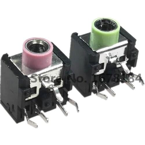 100pcs/lot PJ306 PJ-306 Light Green/Pink Headphones Plug Female 3.5MM Headphone Socket Double Track Socket Stereo Socket