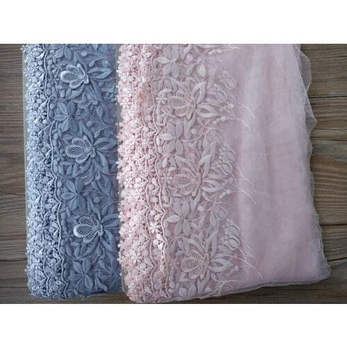 17Yards Flower Lace Trimmings DIY Clothes Accessories Bra Sewing Light Grey Pink Appliques French Net Laces Fabrics 19cm Width