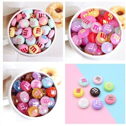 20Pcs Mixed Color Kawaii Resin M Beads Flatback Cabochons for Bows DIY Phone Case Deco Parts Flat Back Resin Cabochon Scrapbook