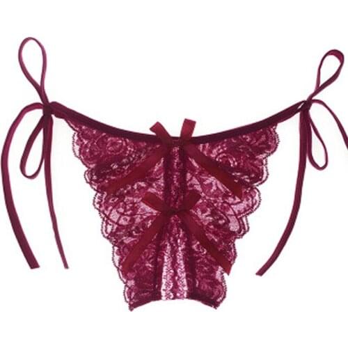 2020 New Lady Thongs Sexy Lingerie Girl Lace Transparent Bandage Adjustable Thong Plus Size Lingere Panties Women