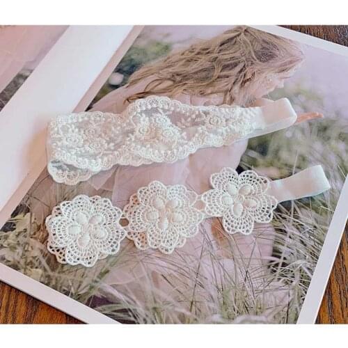 2021 Baby Lace Girls Nylon Hairbands Pearl Flowers Headband Mesh Infant Princess Hair Accessories Turban Newborn Phtot Props