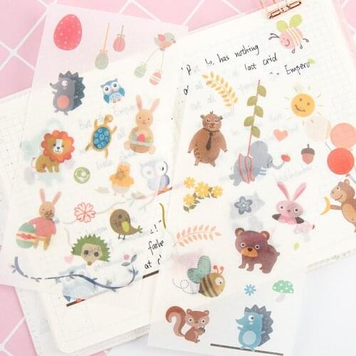 6Sheets/Pack Animal Kingdom Series Decoration Scrapbooking Stickers Transparent PVC Stationery Diary Stickers