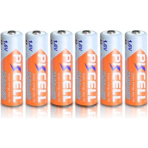 6PCS PKCELL 2500mWh 1.6V Ni-Zn AA Rechargeable Battery Batteries