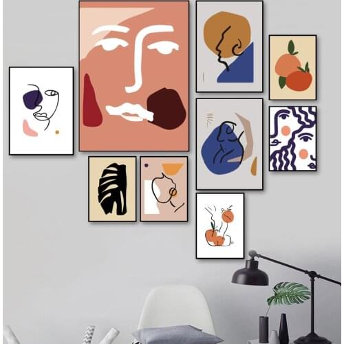 Abstract Geometric Color Block Line Face Wall Art Canvas Painting Nordic Posters And Prints Wall Pictures For Living Room Decor