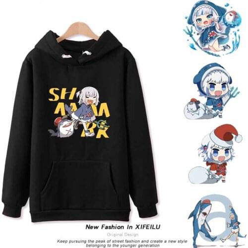 Anime Hololive YouTuber Gawr Gura Hooded Hoodie Sweatshirt Coat Cosplay Loose Spring Autumn Student Pullover Tops