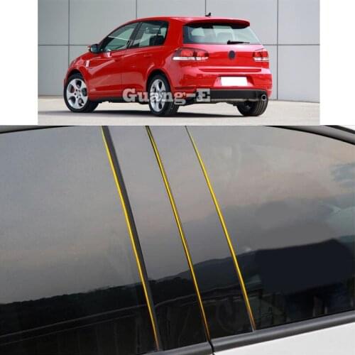 Car PC Material Pillar Post Cover Door Trim Window Piano Black Molding Sticker Plate For VW Volkswagen Golf 6 Golf6 2008-2012