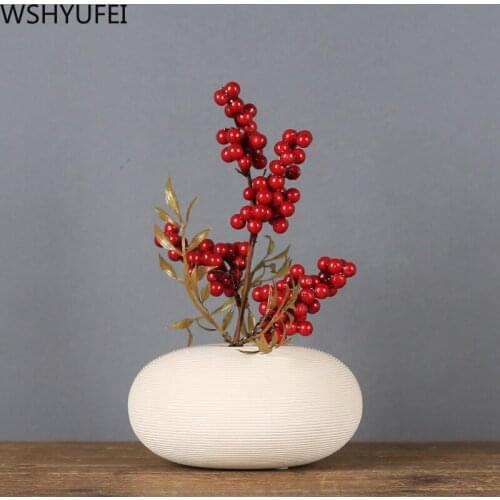 White Ceramic Flower Pot Tabletop Flower Basket Flower Vase Holiday wedding Dried flower decoration Creativity Home Ornaments