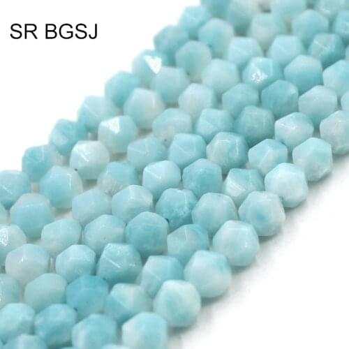 Free Shipping 8mm Faceted Round Polygonal Pure Amazonite Stone Gems Natural Beads Strand 15"