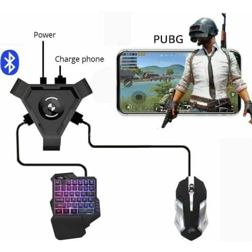 Bluetooth 4.1No Vibration Black USB Phone Mobile ABS Converter Gamepad Controller Set PUBG PC Adapter Gaming Keyboard Mouse