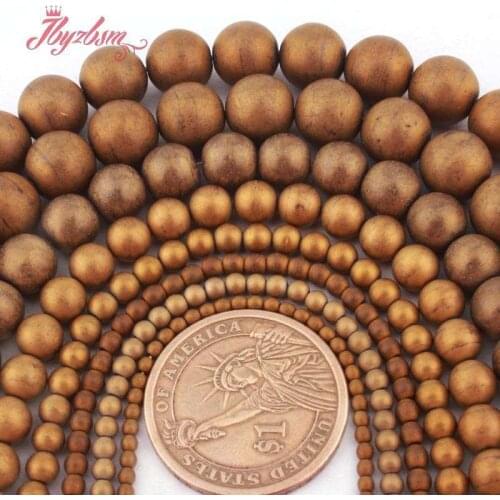 Yellow Gold Hematite Beads Round Frost Stone Spacer Beads 2.3. 4.6.8.10mm for DIY Women Men Jewelry Making Necklace Bracelet 15"